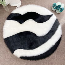 Long Plush Round Carpet Living Room Tea Table Mat Imitation Wool Bedroom Decorated Room Bedside Mat Computer Chair Cushion