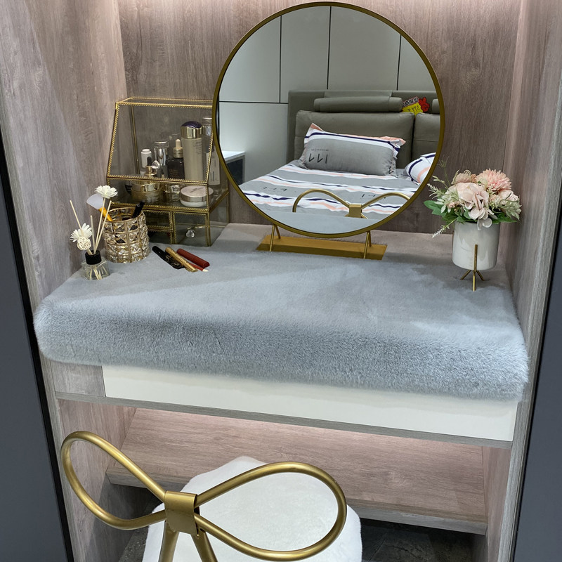 Short Hair Makeup Bench Plush Cushion Imitation Rabbit Hair Chair Cushion Casual Chair Stool Cushion Make-up Desk computer desk Decorative Cushion