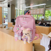 Children bunny bunnies double shoulder bag girls go to school Kindergarten small school bags Pre-school boys Ocean Gas Plaid Backpack Tide