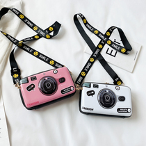Cute Cartoon Skew Cross Braces Camera Bag Fashion Men And Womens Single Shoulder Bag 2022 New Pink Girl Satchel Bag