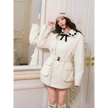 Maison wester fall 25 french contrasting color lapel bow waisted jacket