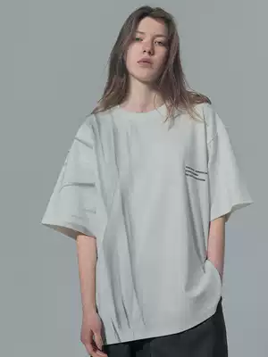 97BONES original national tide loose white brush wash cotton men and women round neck short sleeve T-shirt THINGy