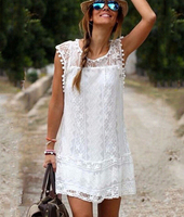Summer Style 2017 White Embroidery Dresses Women Beach Dress