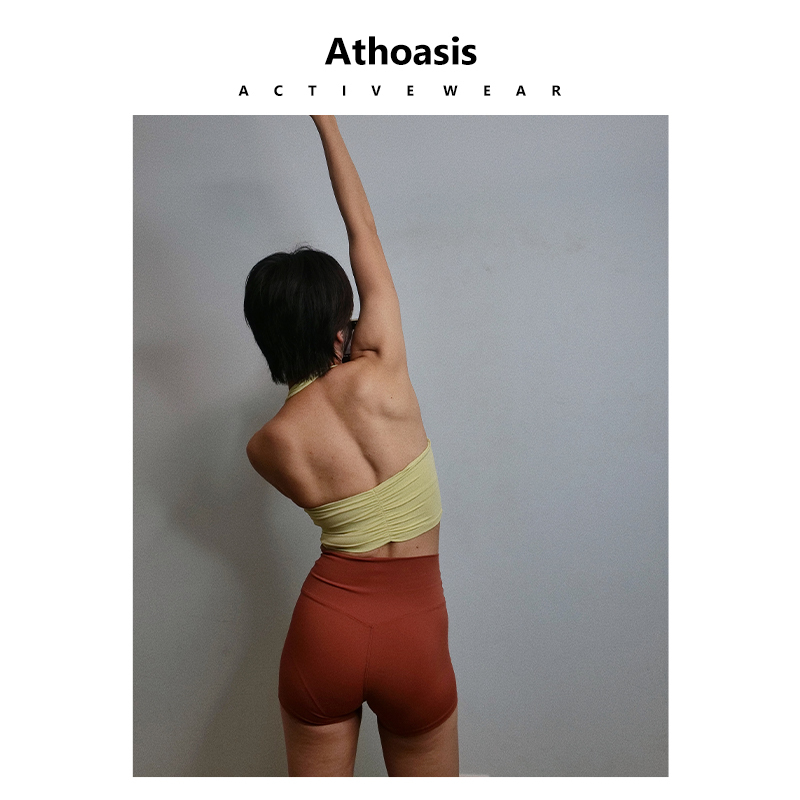 Athoasis Rock Climbing Training Backstand Vest Halter Neck Vest Beautiful Back Pleated Yoga Vest Pilates Fitness Top