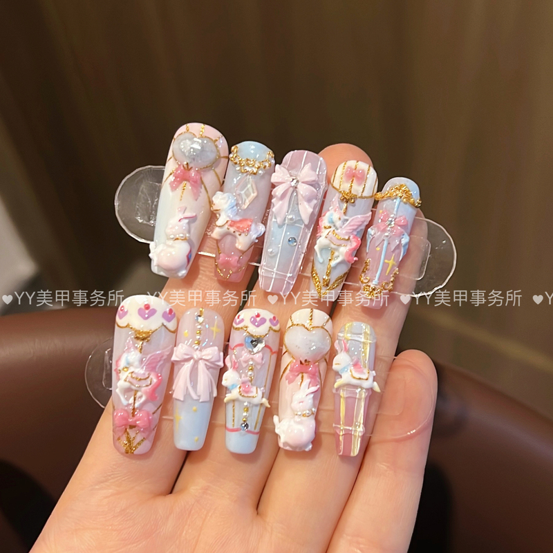 Dreamland.05 Pink Sweetheart Girly Fairy Cute Cartoon Handmade High-End Wearable Nails Dreamland.05 Pink Sweetheart Girly Fairy Cute Cartoon Handmade High-End Wearable Nails