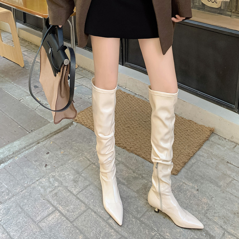 Super Slimming~ Cat Heel Slim Boots for Women, Over-The-Knee Boots, Extra-Long Thigh Boots, Autumn and Winter Fashion, Sexy Pointed-Toe Stiletto Long Boots Super Slimming~ Cat Heel Slim Boots for Women, Over-The-Knee Boots, Extra-Long Thigh Boots, Autumn and Winter Fashion, Sexy Pointed-Toe Stiletto Long Boots