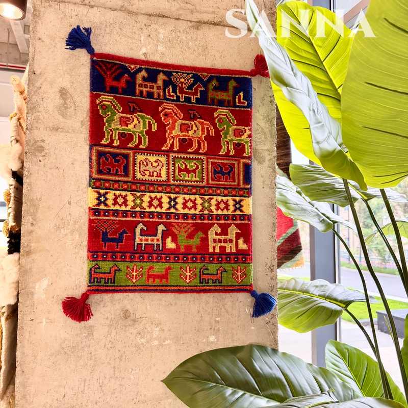 Wool Hand-Knotted Tapestry Afghan Living Room Study Tapestry Homestay Background Wall Tapestry Side Cabinet Stool Cushion