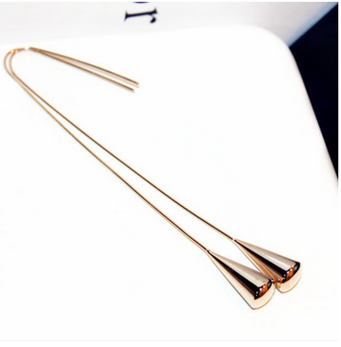 Female Korean retro minimalist earrings European and American temperament long version water drop earrings all-match earrings personality hipster earrings