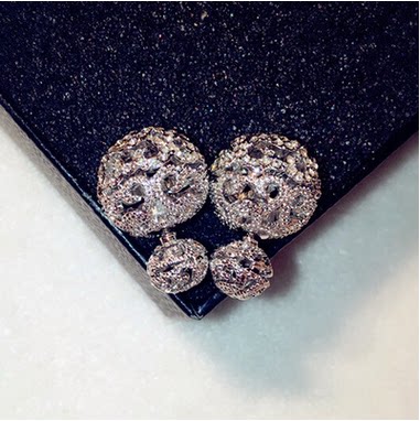 Small CrowdSuperior Sensory Ear Needle Female Tennis Red Temperament Hollowed-out Front And Rear Double-sided Sized Pearl Earrings Summer Earrings