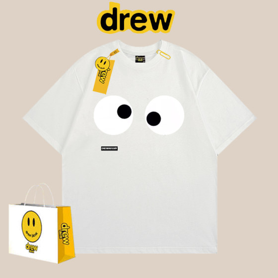 drawSmiley 얼굴 귀여운 눈 인쇄 반팔 티셔츠 남성 느슨한 여성 패션 브랜드 여름 캐주얼 스포츠 커플 bf