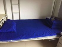 Deep Blue All-cotton Twill Linen Work Safety Unit Enterprise With Print Character Pattern Three Sets Of Flame Blue Sheet Quilt Cover