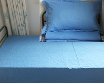 Full cotton plain weave pure blue quilt cover Single single piece students up and down laying blue student blue sheet three sets