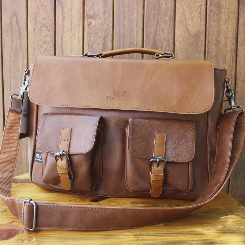 2020 new retro briefcase handbag hand inclined satchel shoulder man bag documents bag large capacity Genuine Leather Handbag-Taobao