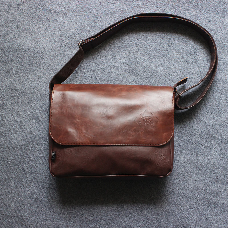 New men's bag men's shoulder bag tide horizontal casual men's A4 paper briefcase men's bag pu leather bag solid color ipad bag