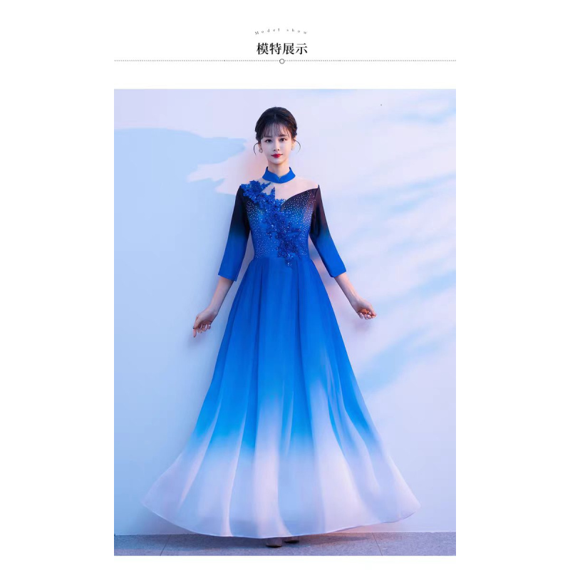 Chorus Performance Attire for Women 2026 New Model High-End New Chinese Style Host Guzheng Performance Dress Adult Chorus Performance Attire for Women 2026 New Model High-End New Chinese Style Host Guzheng Performance Dress Adult