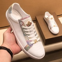 BEBE NOBLE EUROGOODS GENUINE LEATHER MEN SHOES SUMMER SMALL HONEYBEE CASUAL LITTLE WHITE SHOES HIGH-END SERPENT LEATHER PATTERN TRENDBOARD SHOES