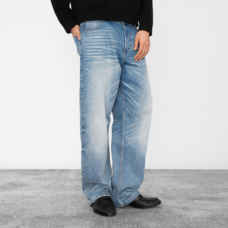 Od/Darkness 2026 Spring Washed and Distressed Handmade Cat Whiskers Heavyweight 13.8oz All-Cotton Straight-Leg Jeans