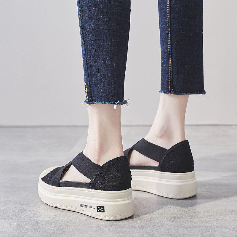 Europe station 2022 Baotou sandals women summer fashion nets red fairy women wind thick bottom fisherman shoes Rome flat bottom single shoes