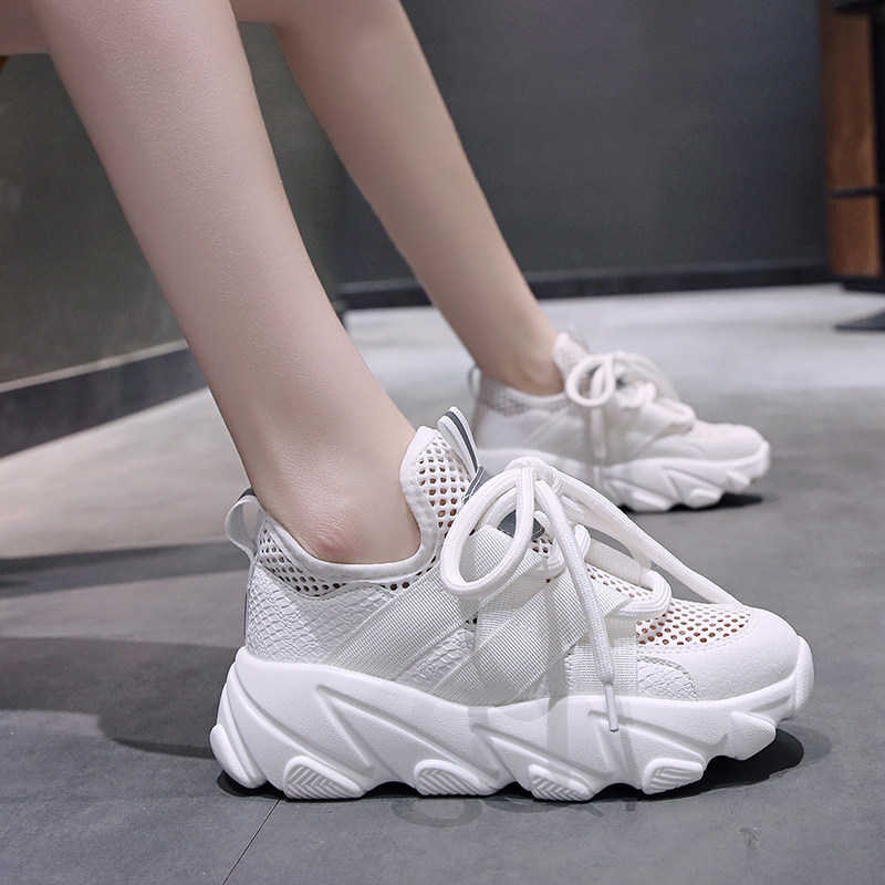 ins tide overfire summer hollowed-out old daddy women shoes 2022 new breathable thick bottom little white shoes sports casual shoes