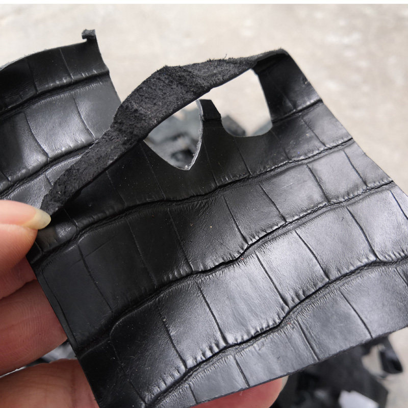 Americas leather material water dyeing E fish leather edge angle material special crushed leather to make upscale side angle stock after upscale