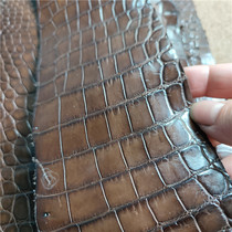Water-dyed dark brown brown crocodile DIY belly bamboo watch strap keychain bag buckle mobile phone case material special leather