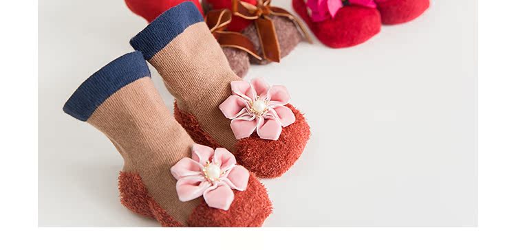 Vớ cotton mùa thu và mùa đông dày 6 tháng 12 Trẻ sơ sinh sơ sinh tất chống trượt sàn 0-1-3 tuổi tất dài cho bé sơ sinh