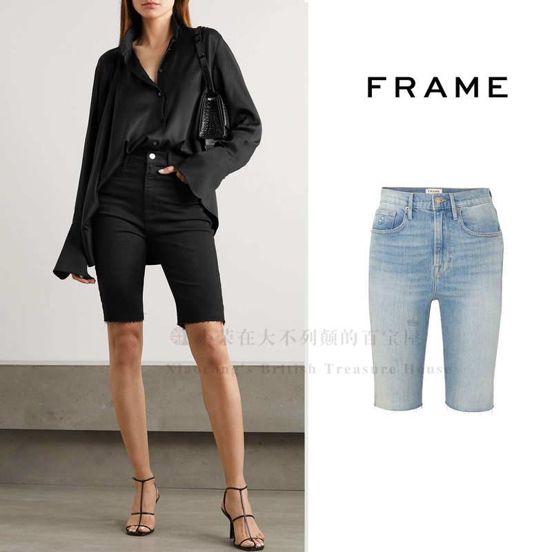 Hong Kong Direct Shipping/In-Stock Frame Denim Women's High-Waisted Straight Slim-Fit Cycling Shorts Summer
