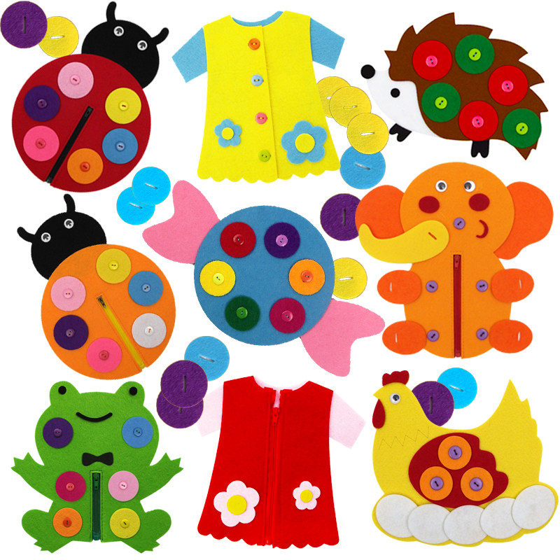 Kindergarten big small class unwoven cloth Puzzle Toy Buckle Zone Corner Material Pull Chain Buttons SON ANIMAL HOMEMADE PLAY AIDS