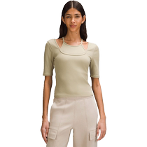 Layered-Look womens fake two-piece ribbed short-sleeved T-shirt丨lululemon丨LW3HW7S