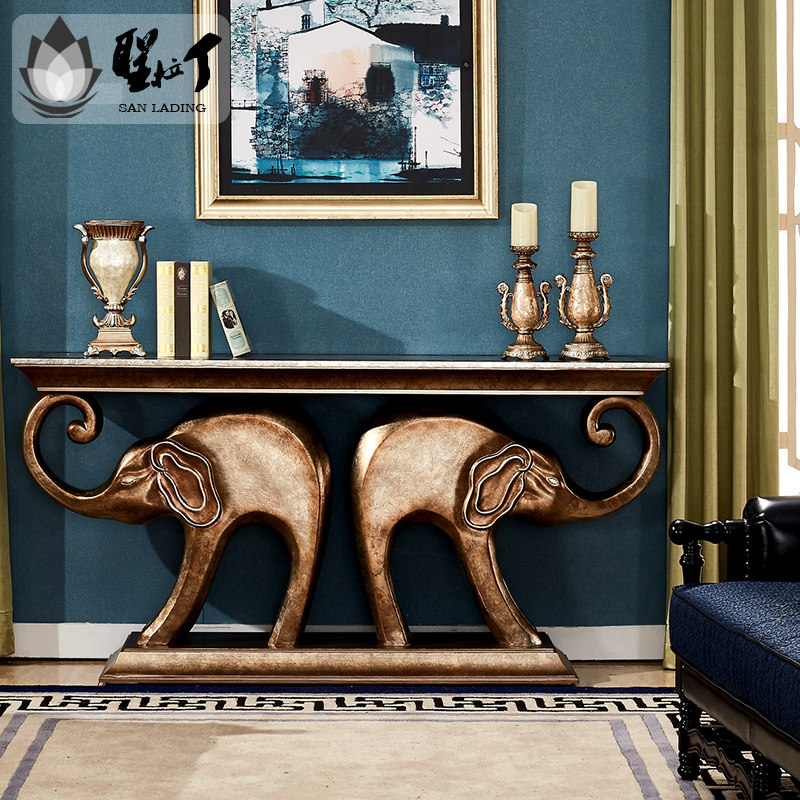 New classical European style Xuanguan Table desk postmodern Xuan Guantai Decorative Table Half Round Table Furniture Door Hall Cabinet Wall Side Table