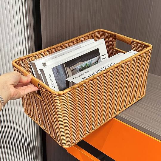 家用客厅零食玩具书籍杂物整理收纳筐衣服大容量储筐子仿藤手工编