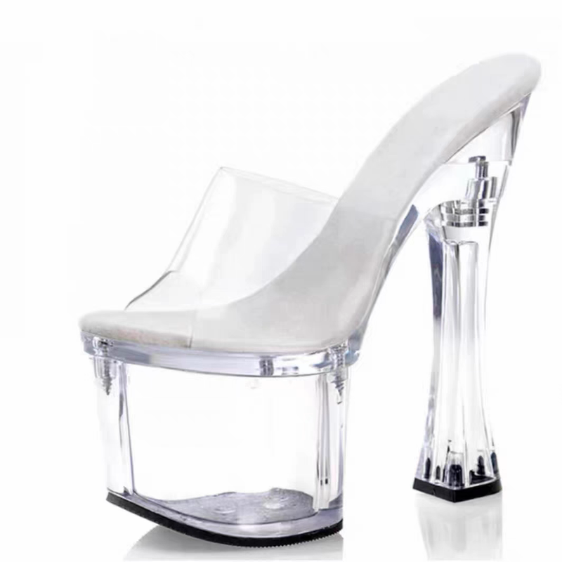 High-Heeled Sandals with Thick Heels, Waterproof Platform, Ultra-High Heels, Sexy Nightclub Runway Model Pole Dancing High Heels