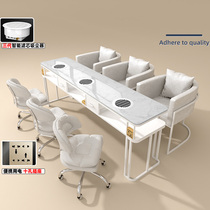 Yongqi Craft Nordic White Marble Surface Vacuum Single Double Three Manicure Table and Chair Set Multifunctional Intelligent Complete Set