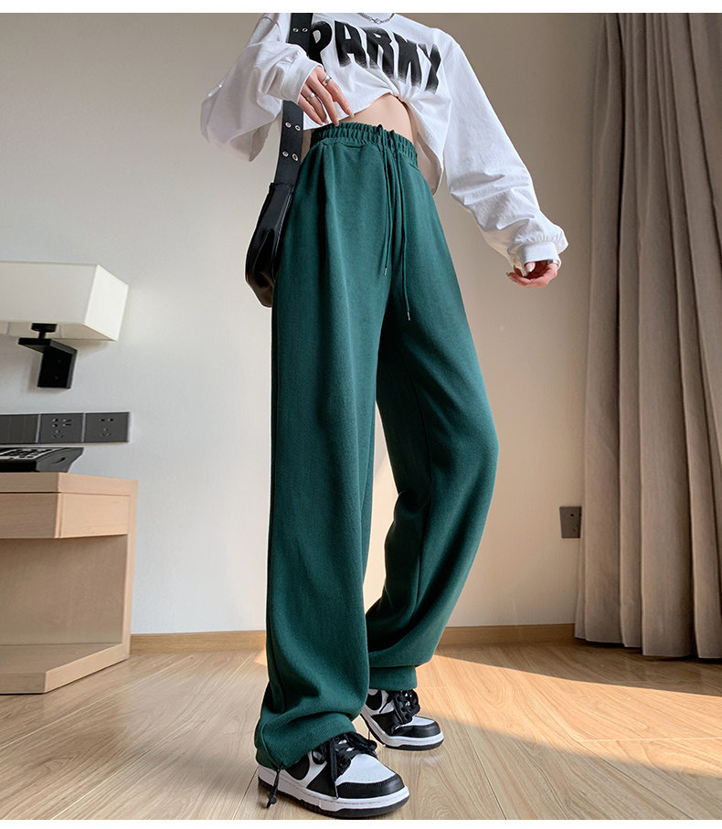 韩国墨绿色运动裤女薄款宽松束脚卫裤ins潮显瘦高腰休闲阔腿裤夏详情33