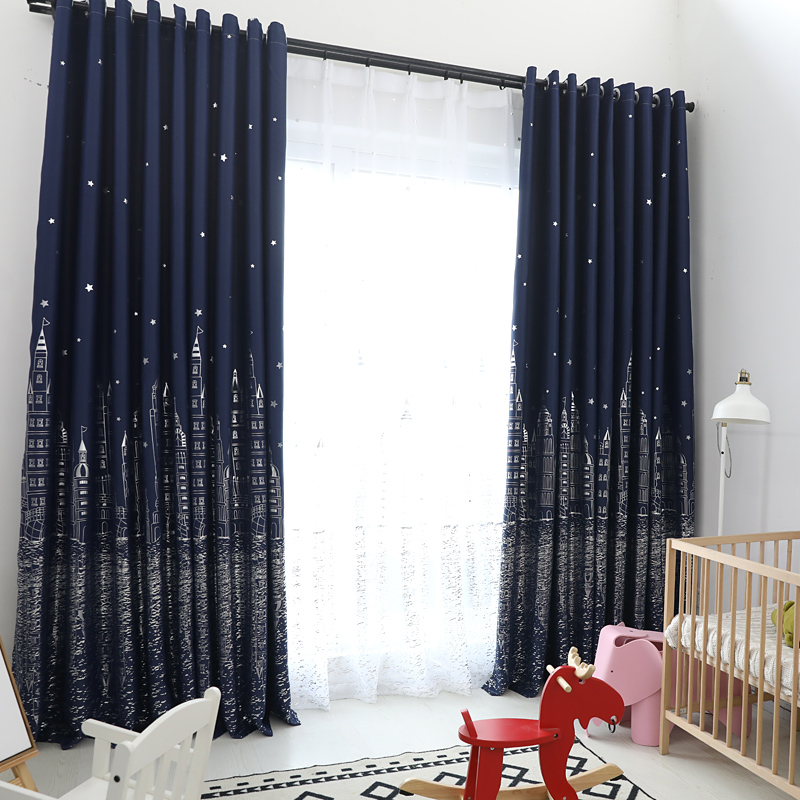 2020 shading floor-to-ceiling bedroom curtains finished fabric fabric short door curtain Living room balcony bay window insulation sunscreen shading cloth