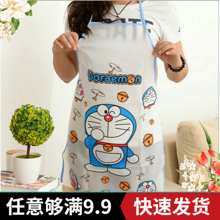 Korean version fashion home cute cartoon cooking apron kitchen waterproof and oil proof adult sleeveless hood women's waistline