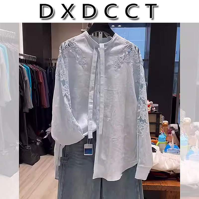 [in Stock] Lace Patchwork Shirt for Women, Long Sleeve, 2026 Spring and Autumn New Design, Unique and Versatile, Slimming Top