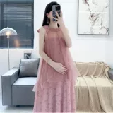 Летняя шифоновая длинная юбка для беременных без рукавов, китайский стиль