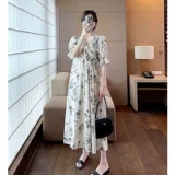 Летняя одежда для беременных, платье, летняя тонкая длинная юбка для кормящих грудью, французский стиль, V-образный вырез