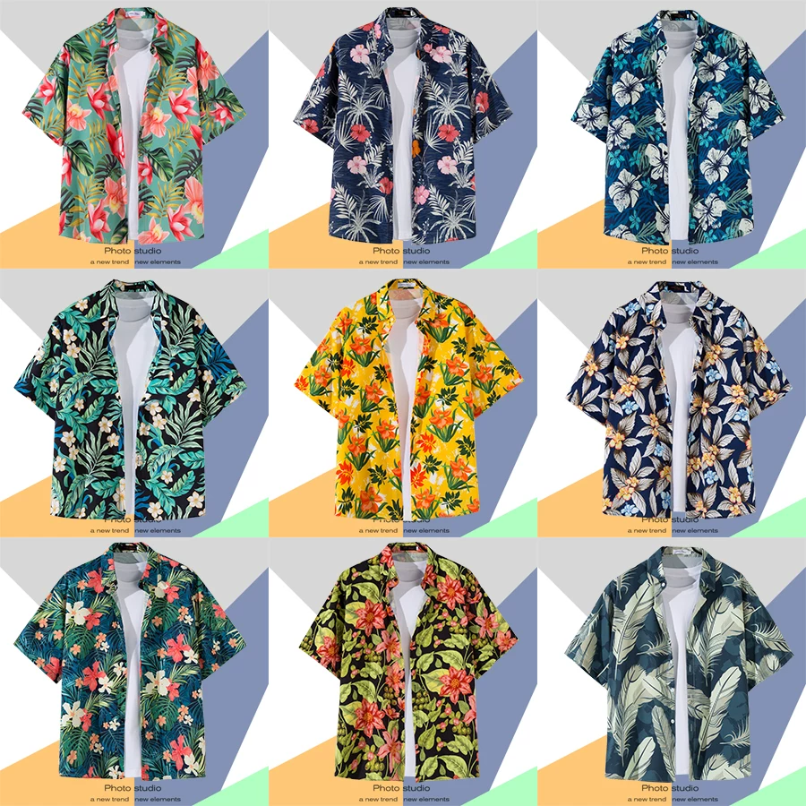 Shirt, retro jacket, with short sleeve, floral print, loose fit, Thailand