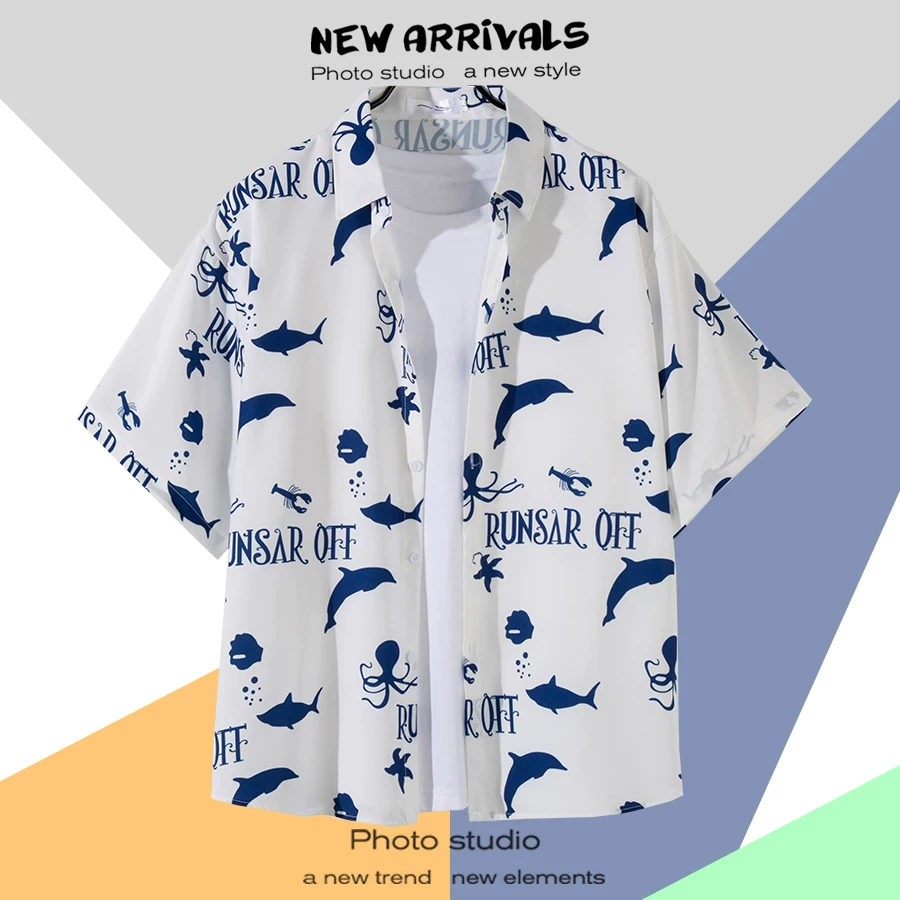 Shirt, retro jacket, with short sleeve, floral print, loose fit, Thailand
