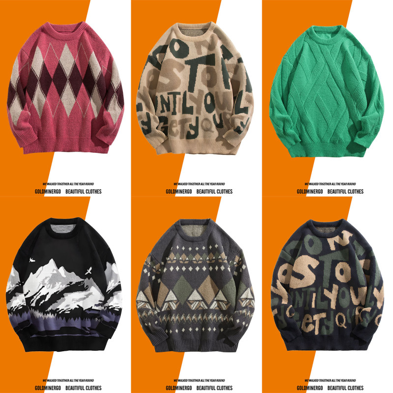 Autumn and Winter Design Knitwear Men's American High Street Trendy Brand Thickeneded Loose Versatile Niche Lazy Style Knitwear