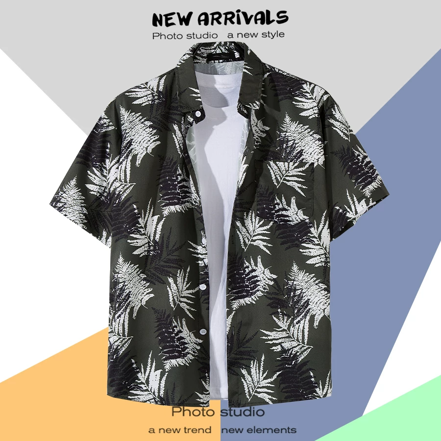 Shirt, retro jacket, with short sleeve, floral print, loose fit, Thailand