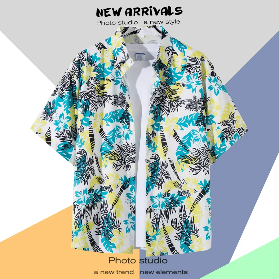 Shirt, retro jacket, with short sleeve, floral print, loose fit, Thailand