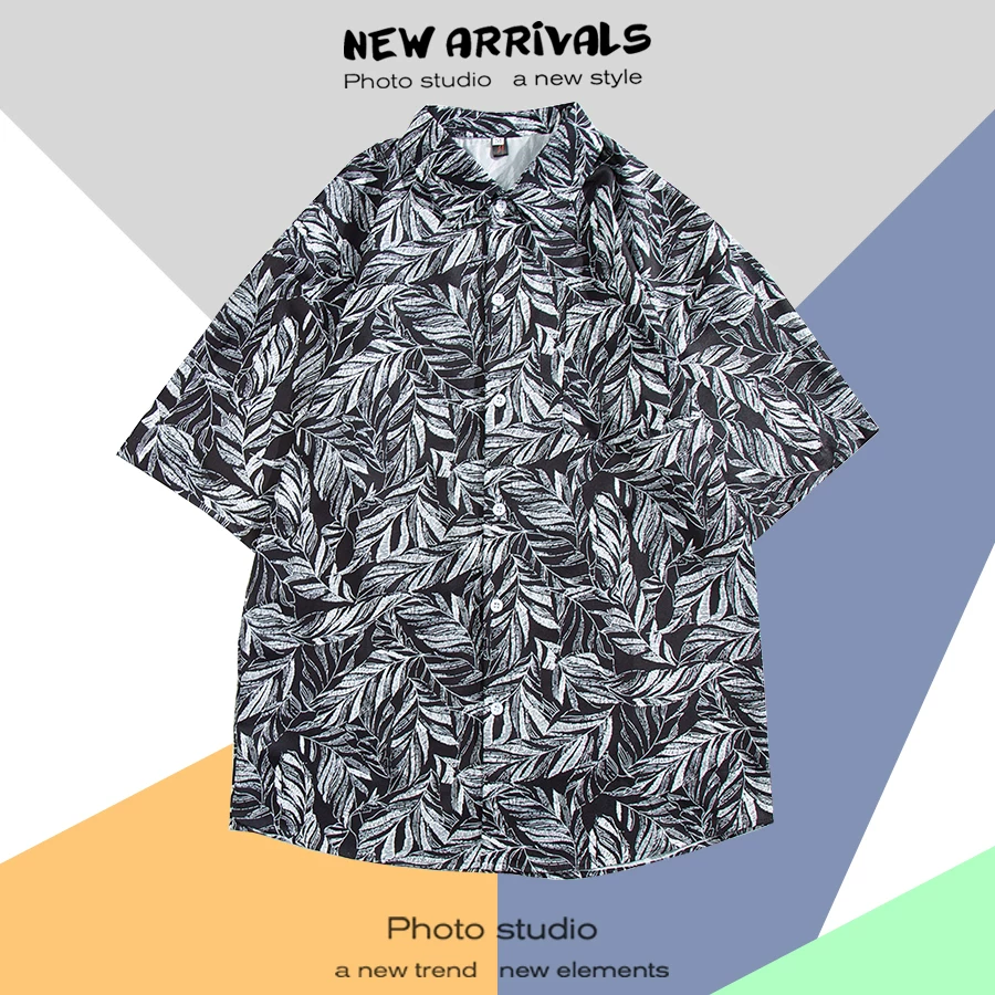 Shirt, retro jacket, with short sleeve, floral print, loose fit, Thailand