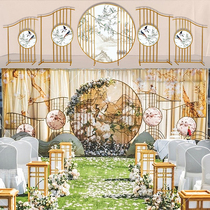 New Chinese Wedding Wedding Iron Art Prop Qi Dream Screen Hantang Regujiang South Wind Wedding Decoration Stage Swing