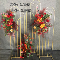 New Wedding Celebration Vaulted High Mountain Flowing Water Stage Background Greeting Benn Wedding Arrangement Arches Iron Art Flower Shelf Decoration