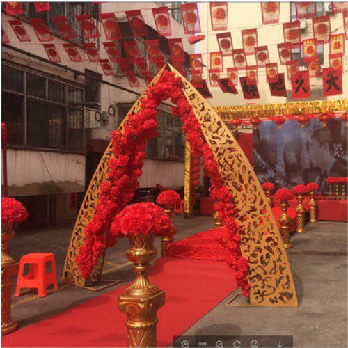 Wedding angle door cherry blossom arch carved corner door stage sculpture background sculpture happy door arch