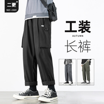 Two more functional overalls mens fashion brand ins spring and autumn large size Korean version of the trend straight loose Joker long pants