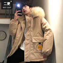 Large size cotton clothes men winter 2021 new cotton clothes fat Tide brand ins cotton padded jacket lamb wool plus velvet thickened coat